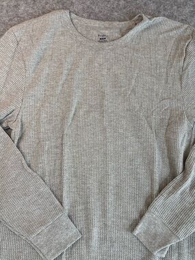 Men's Long Sleeve Waffle Knit Crew - Gray